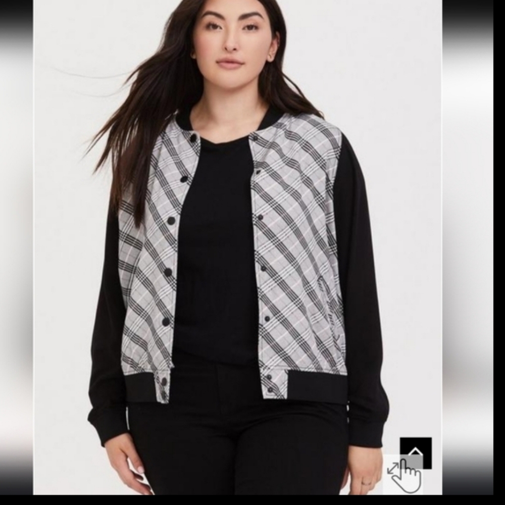 Torrid Plaid twill bomber jacket
